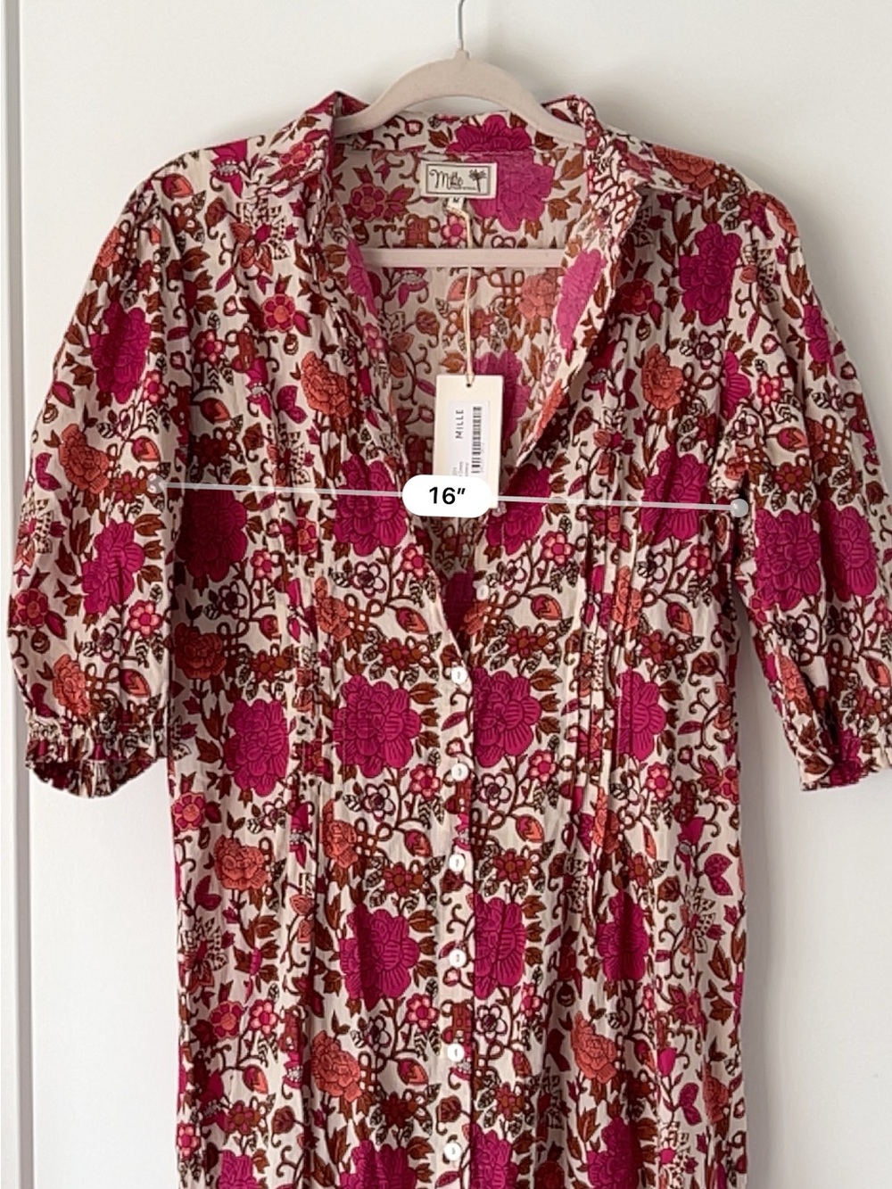 Mille Laurel Dress Floral Maxi in Pondicherry (Fuchsia and Cream) - NWT!! - Picture 9 of 16